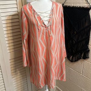 HONEYLEE M lightweight funky swing dress or swim coverup with retro vibes  GUC